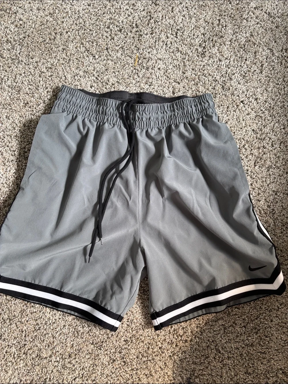 Nike Mens Grey Athletic Basketball Shorts with Black Trim